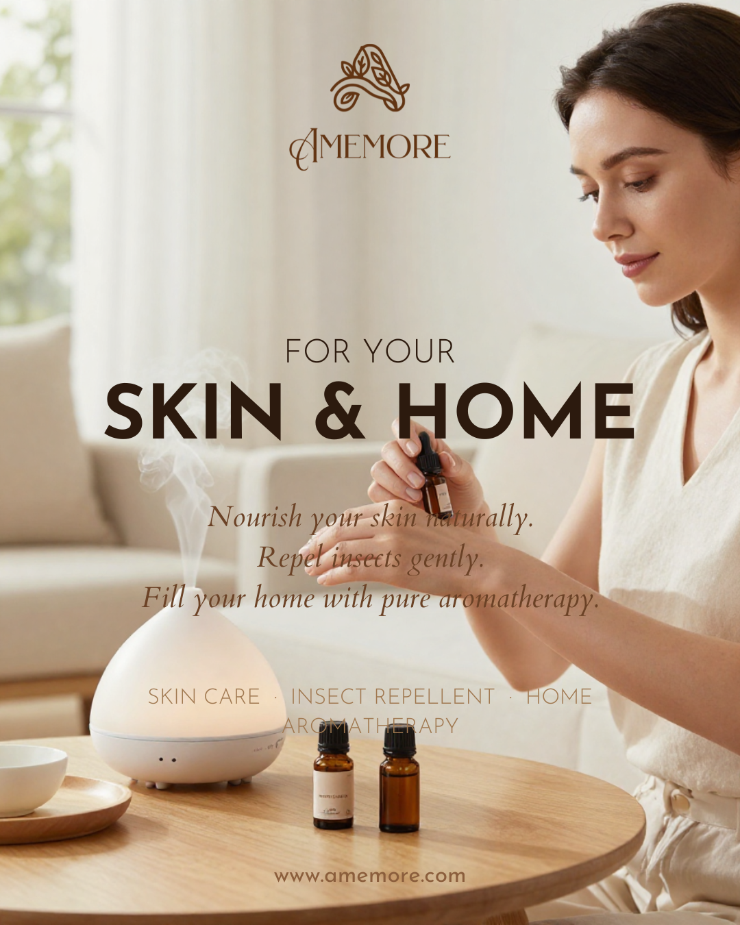 AMEMORE / Essential natural oils as insect repellents on skin and for aromatherapy